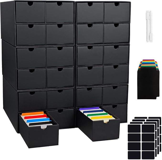 6 Sets Trading Card Storage Boxes, Includes 24-750 CT Boxes & 96 Dividers by Unknown
