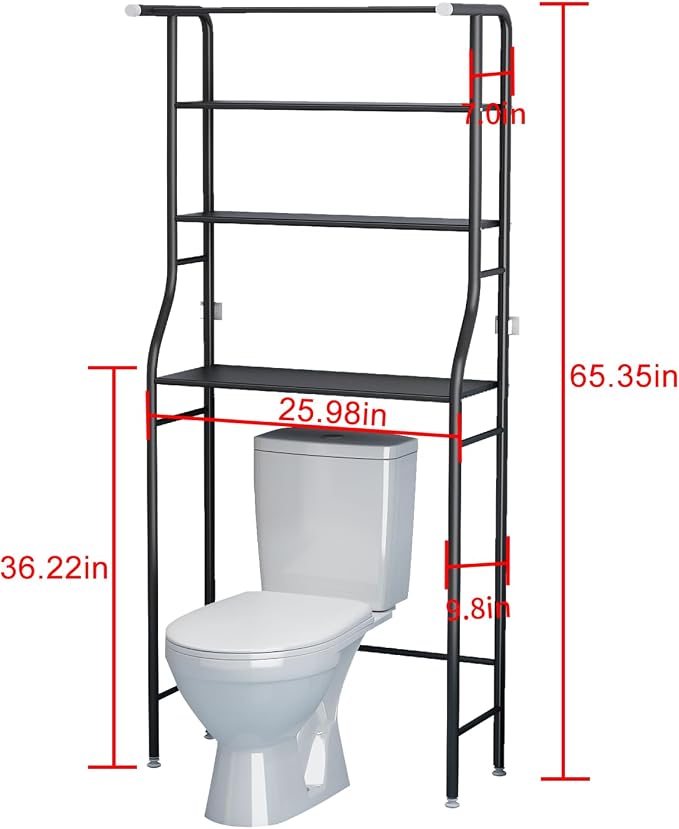 UDEAR 3-Tier Over The Toilet Rack, Bathroom Shelf Space Saver, Corner Stand - Image 3