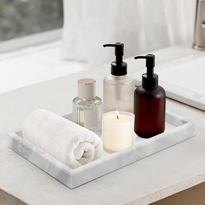 Marble Bathroom Tray, Pure Natural Marble Vanity Tray, Marble Tray - Image 5