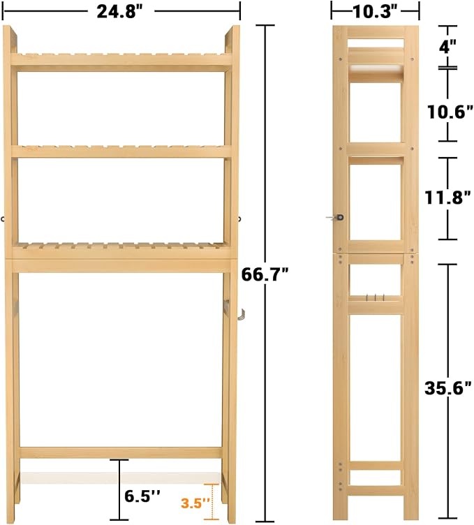 Homykic Over The Toilet Storage, 3-Tier Bamboo Bathroom Shelf - Image 5