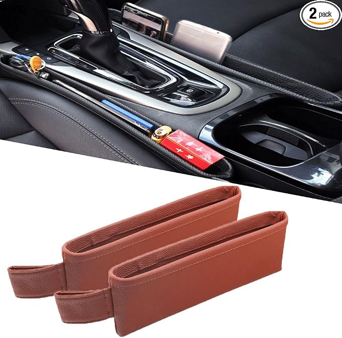 Tumecos Car Seat Pockets PU Leather Car Console Side Organizer Seat Catcher by Tumecos