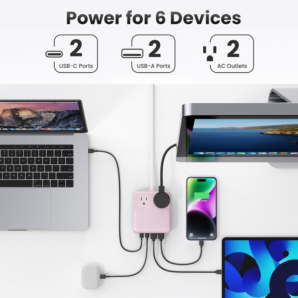 135W Charging Station USB C Power Strip,6-in-1 GaN USB C Charger Block