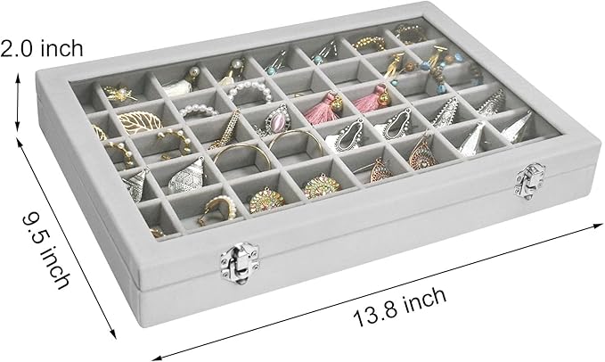 Velvet Jewelry Tray 48 Grid Jewelry Display Tray Organizer Box - Image 3