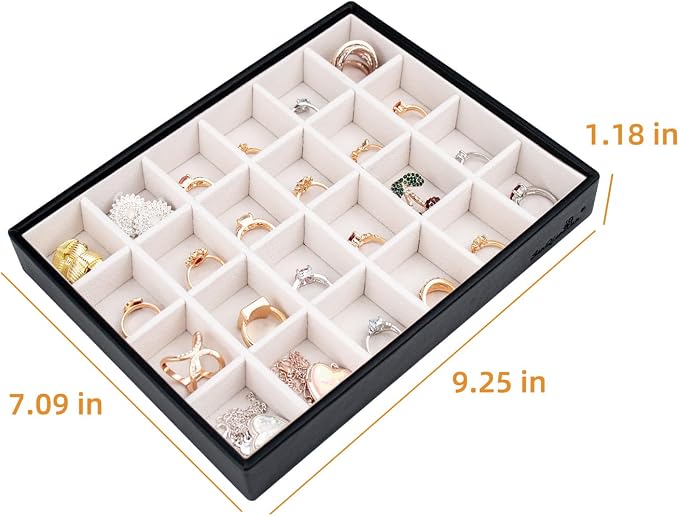 SANQIANWAN Leather Jewelry Organizer Trays Velvet Liner Storage Drawer Display - Image 3