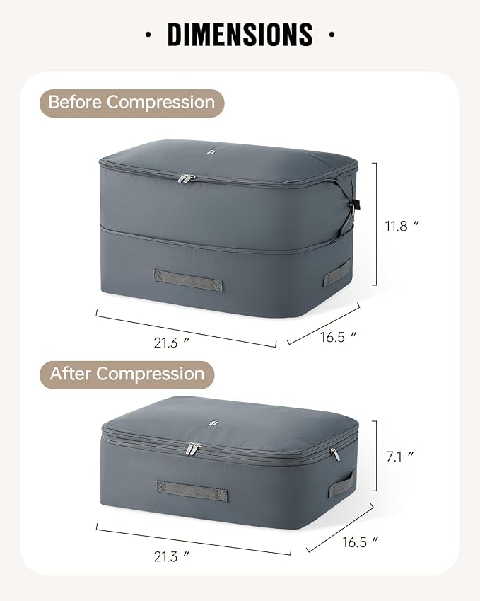 Eachy 3-Pack Comforter Storage Bag Blanket Storage Bags, 68L Compression Bags - Image 7