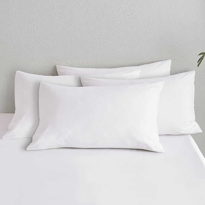 MooMee Bedding Pillowcases Pack of 4 100% Washed Cotton Linen Like Textured by MOOMEE