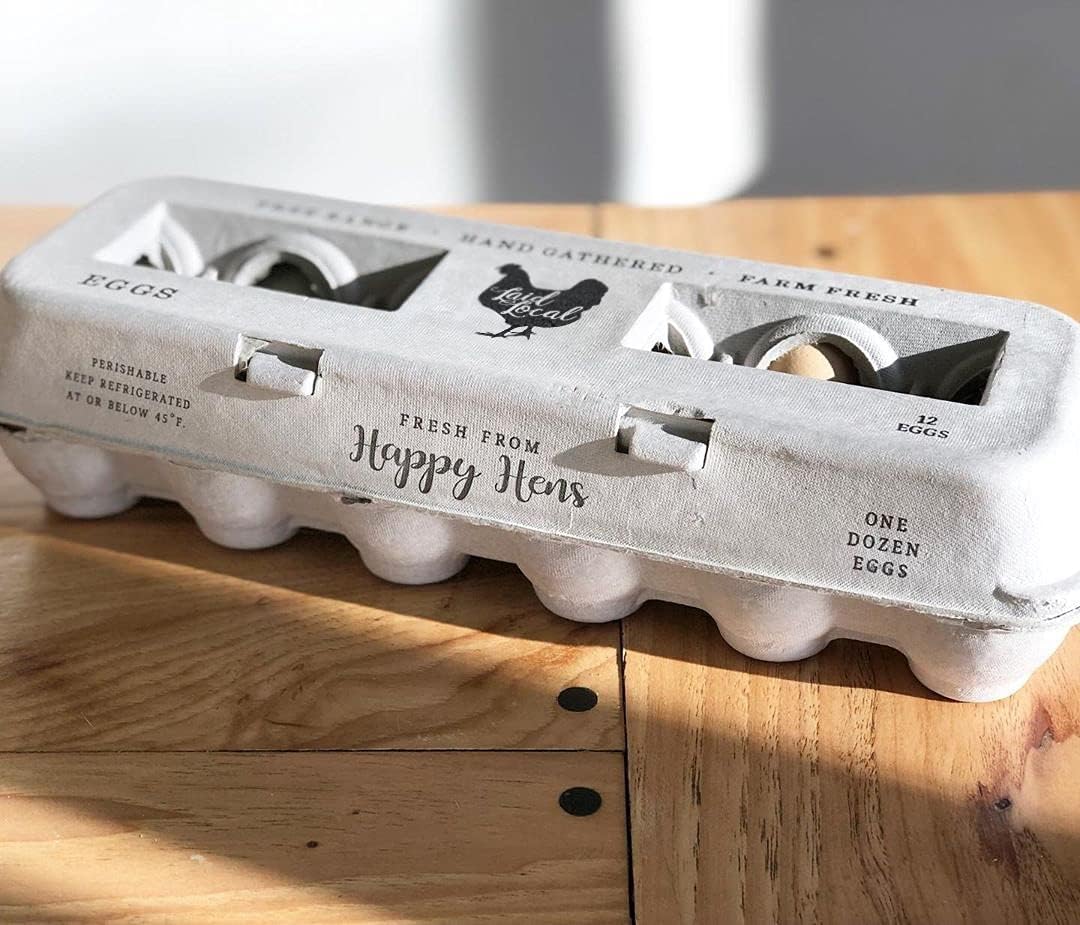 Printed Farm Fresh Egg Cartons - Holds Up to XL Chicken Eggs (25, Hen)