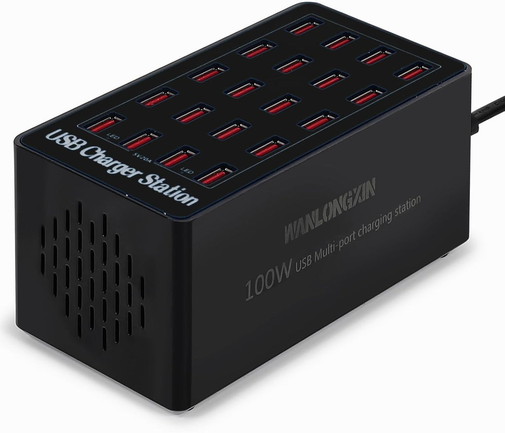 USB Charging Station,100W 20-Port Multi Smart Safety Fast Charger