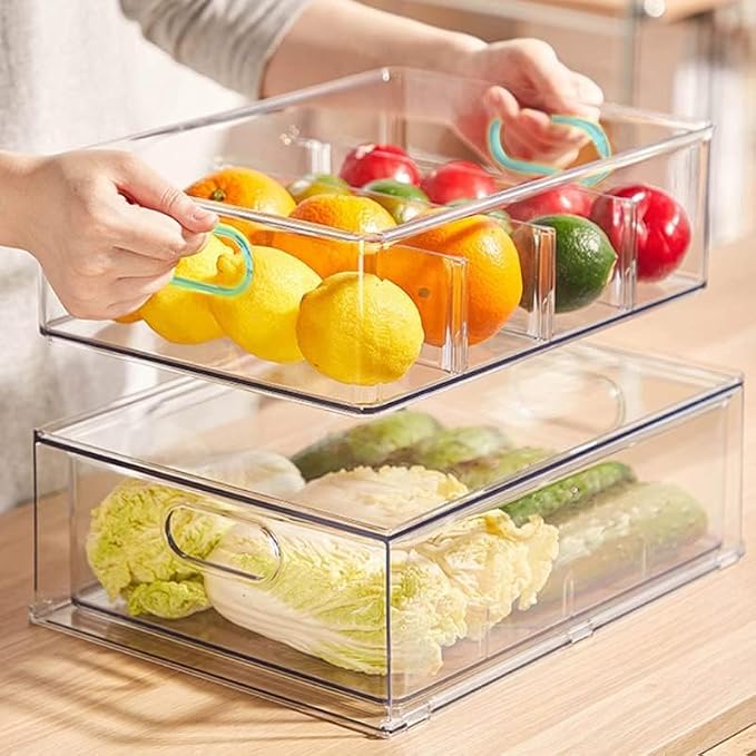 Eanpet 7Pack Clear Fridge Drawer Organizer Pull out Bins Stackable Refrigerator - Image 6