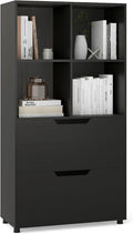Giantex Bookcase with 2 Drawers, 51” Tall Floor Bookshelf w/4 Cubes, Anti-tip by Giantex