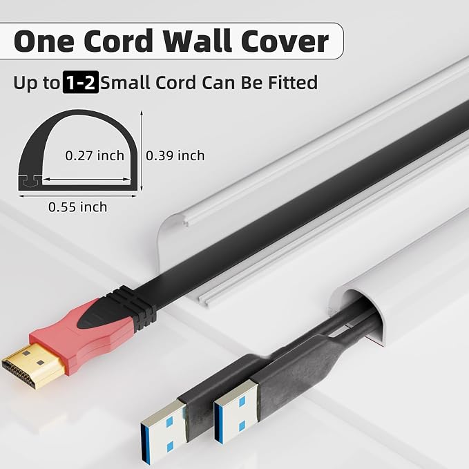 78" Side Buckle Cable Hider for 1 Cords, Extension Cord Covers for Wires On Wall - Image 2