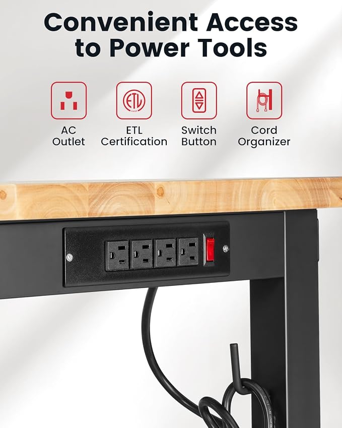 60 Inch Workbench for Garage Adjustable Height Work Bench - Image 6