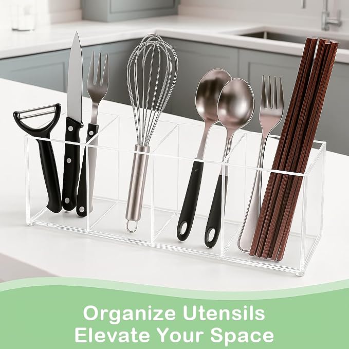 Clear Acrylic 4-Compartment Organizer Box, Large – Handcrafted, Eco-Friendly - Image 3