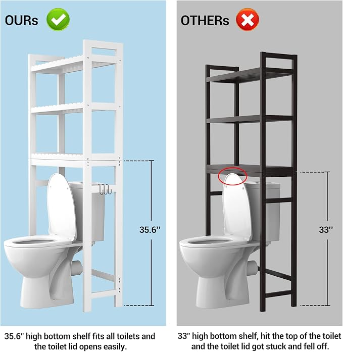 Homykic Over The Toilet Storage, Bamboo Over Toilet Bathroom Organizer Rack - Image 3