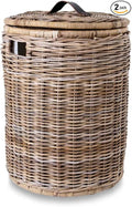 The Basket Lady Round Wicker Laundry Hamper, 19 in Dia x 25 in H, Serene Grey… by TheBasketLady