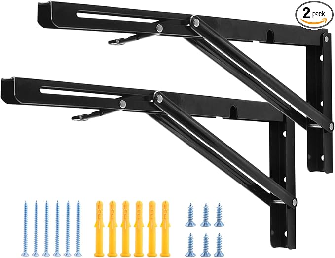 YUMORE 16 Inch Folding Shelf Brackets, Heavy Duty Collapsible Shelf Bracket by YUMORE