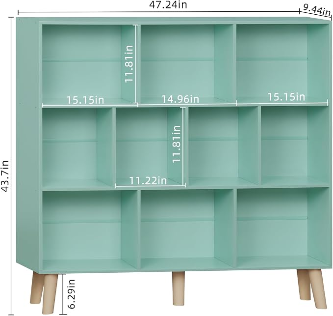 LEYAOYAO 10 Cube Bookshelf, 3 Tier Modern Wide Bookcase - Image 3