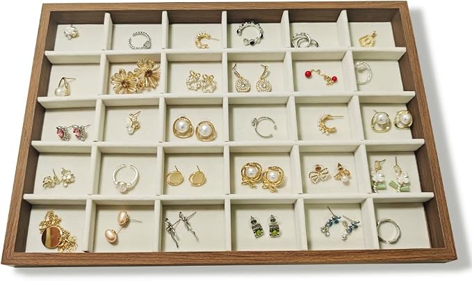Large Jewelry Trays for Drawers Stackable Velvet Jewelry Display for Vendors by HOUKANWE