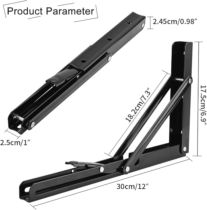 YUMORE Folding Shelf Bracket Heavy Duty, 12 Inch Collapsible Shelf Bracket - Image 2
