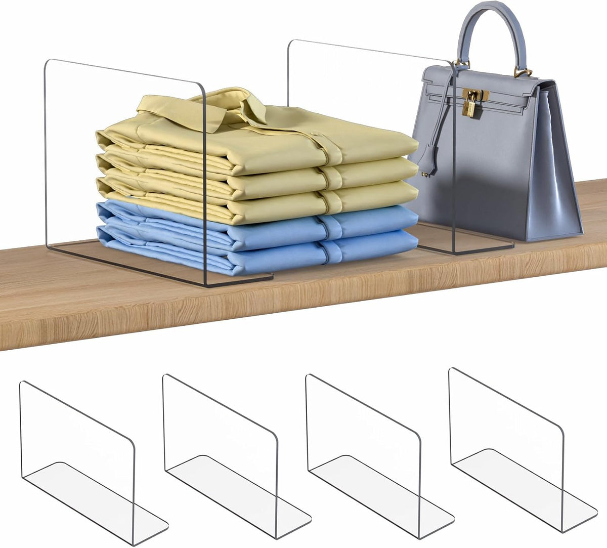 OKPOW Shelf Dividers Closet Organizer - 7.5" Tall X 11.8" Deep Acrylic