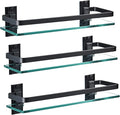 AIJALY 3 Pack Bathroom Glass Shelf, Aluminum Tempered Glass 0.34in Extra Thick by AIJALY