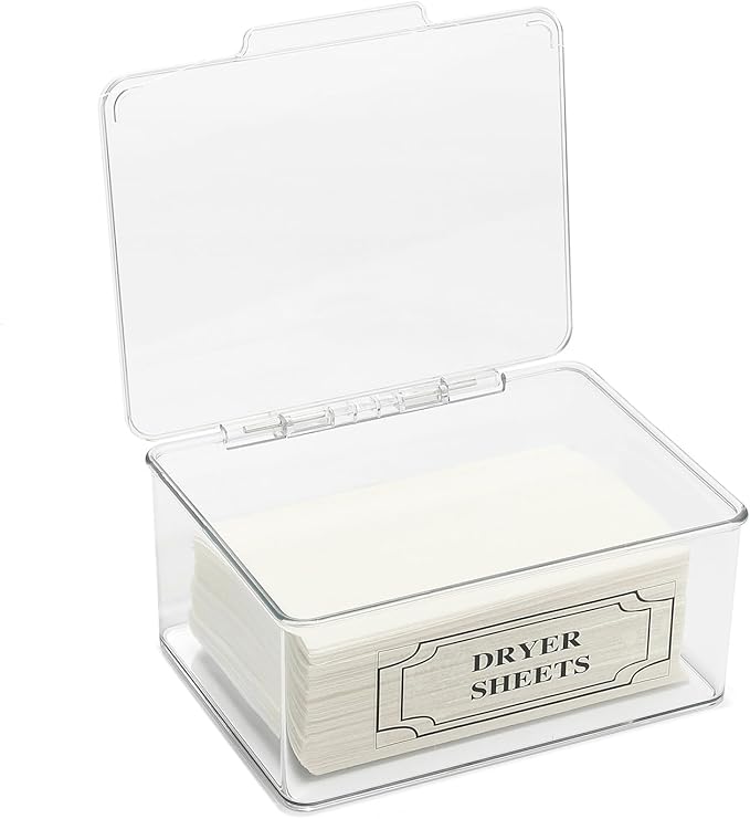 SSTATES Clear Acrylic Dryer Sheets Holder, Flip-top Laundry Pods Container - Image 2