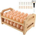 Egg Holder, 2 Tier Egg Holder Countertop, Bamboo Egg Organizer and Storage by ZibugZag