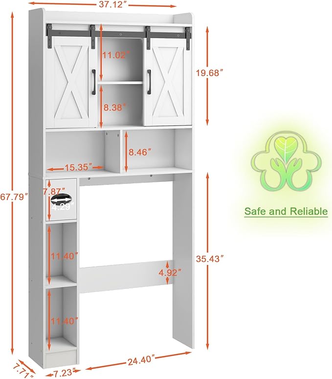 Vabches Over The Toilet Storage Cabinet, Farmhouse Storage Cabinet Over Toilet - Image 2