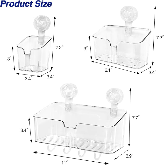 Clear Shower Caddy Suction Cup Shelf Organizer - Image 5