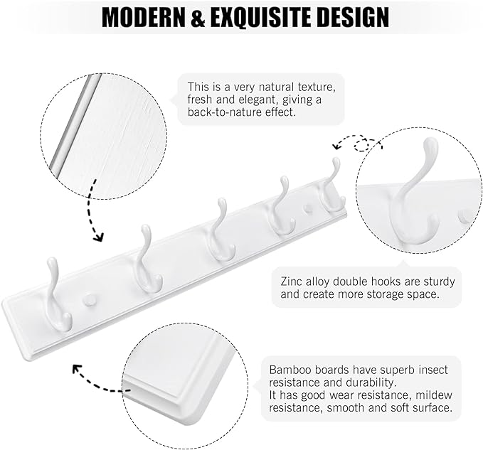 Wooden Coat Rack, Wall-Mounted Organizer - Image 4