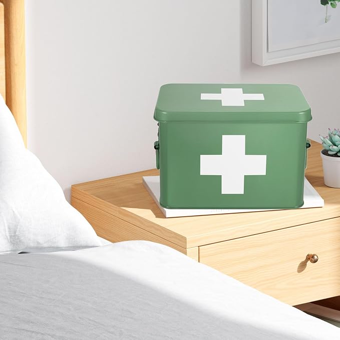 Flexzion Medicine Box, Home Pharmacy Box, Metal Medication Storage - Image 6