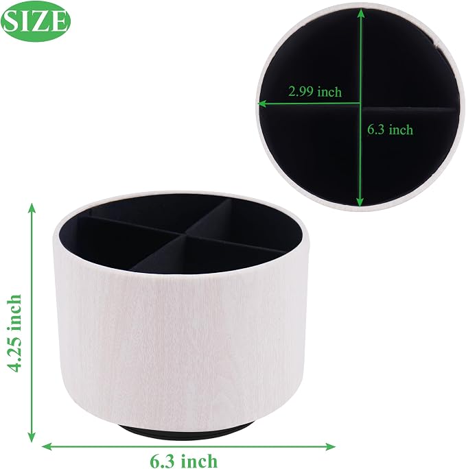 Round Leather Art Supply Organizer, Remote Control Holder, 360 Degree Spinning - Image 2