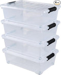 4-Pack 20 L Clear Underbed Storage Container, Plastic Under Bed Storage Box by Esdiplot
