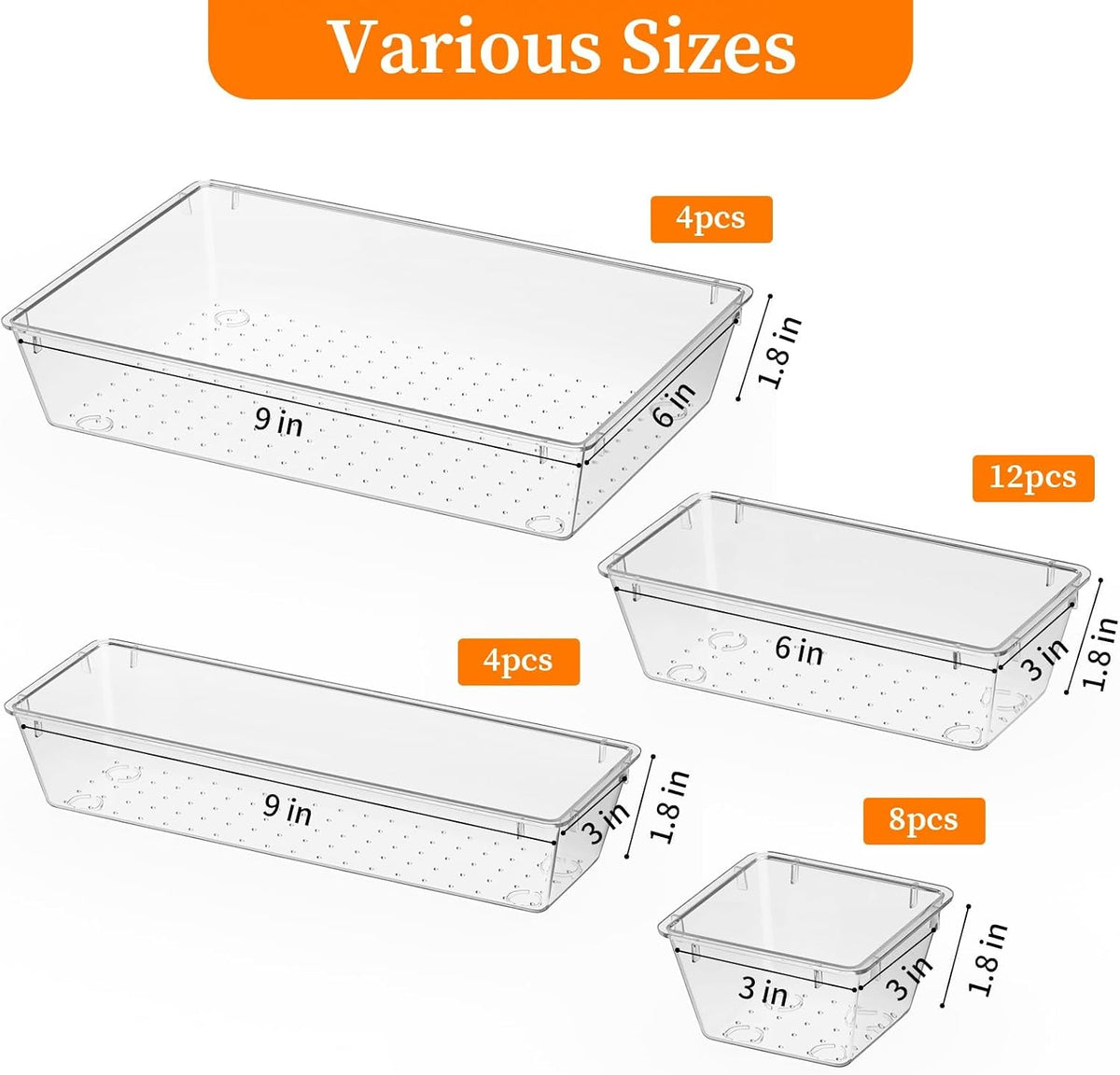 32 PCS Drawer Organizer Set, Vanity Organizer Trays and Storage Bins