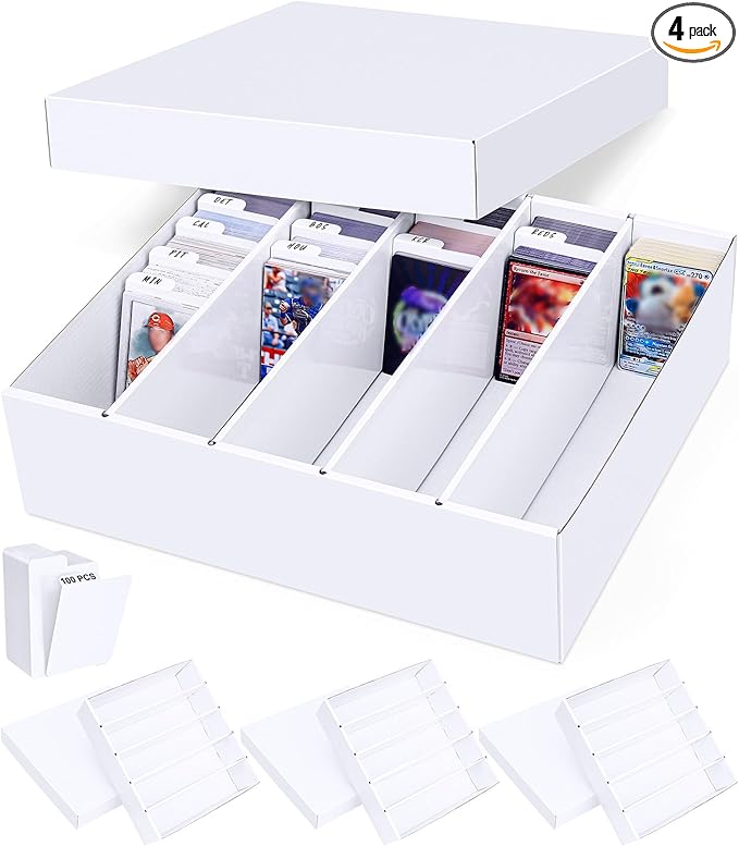 5 Row Trading Card Storage Box, 4 Pack Cardboard Storage Box by Leyzan