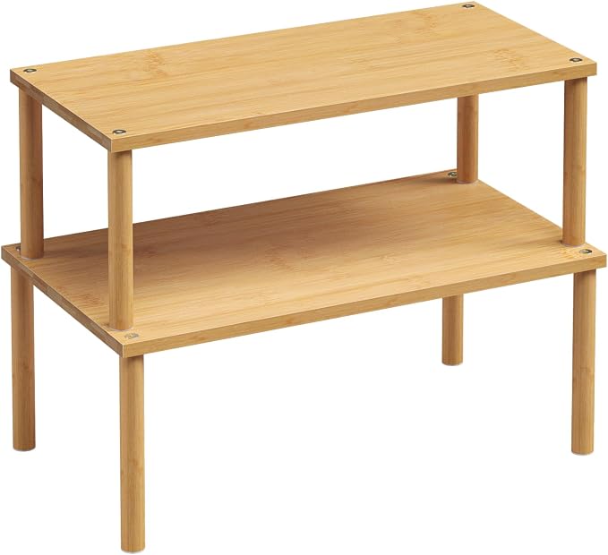 Cabinet Organizer Shelf, Kitchen Counter Shelves, Bamboo Stackable Expandable by VERTORGAN