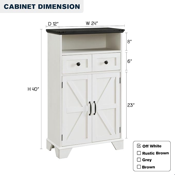 ACCOHOHO Bathroom Floor Cabinet, Farmhouse Storage Cabinet, Adjustable Shelf - Image 2