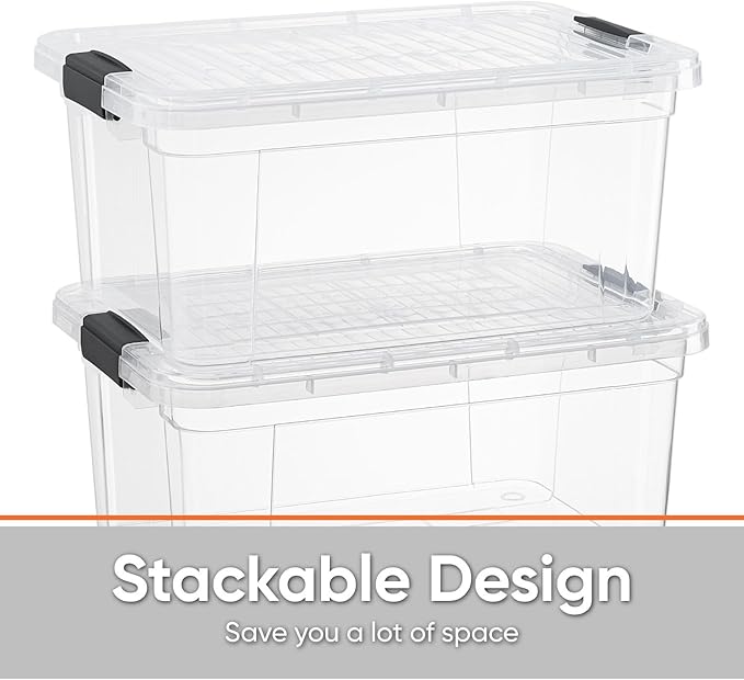 Superio Storage Bins with Lids- 8 Pack, 1.85 Qt Clear Boxes - Image 3