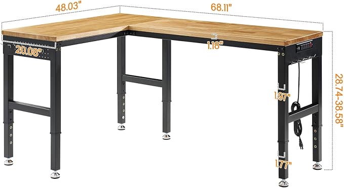 SPECRAFT 68"x48" L-Shaped Workbench - Image 2