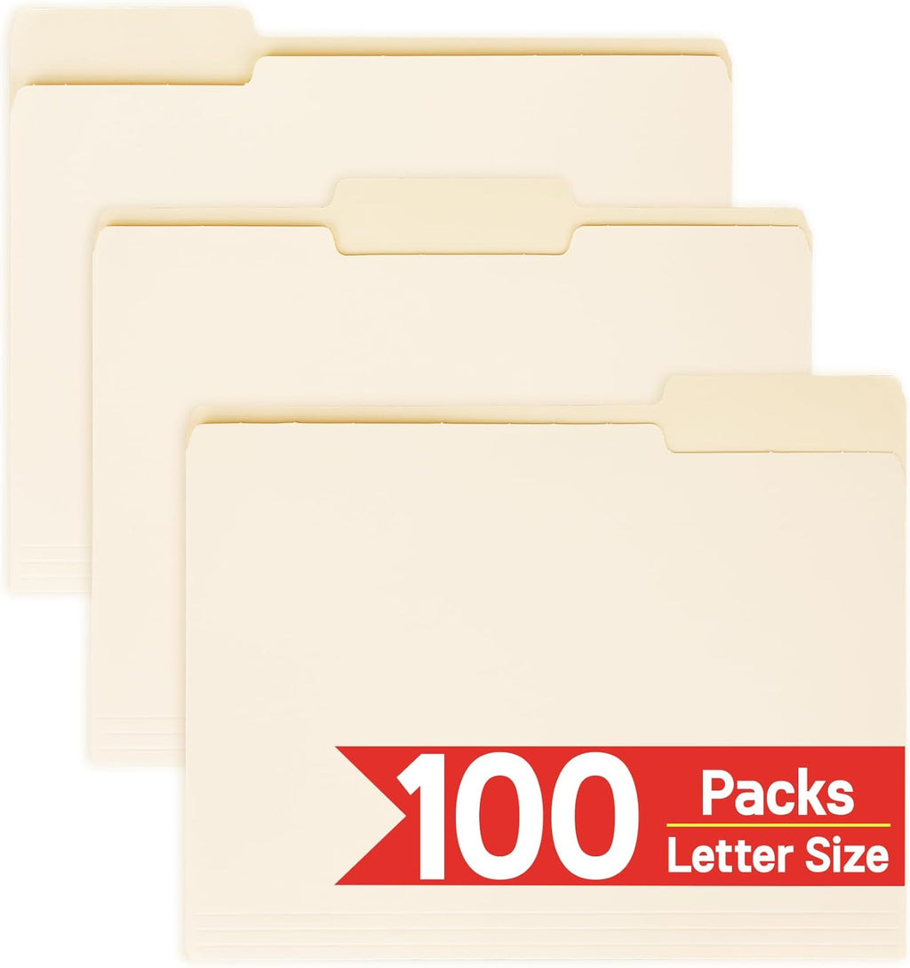 VZCPYTPM 100 Pack Manila File Folder,Manilla Folder 8.5x11