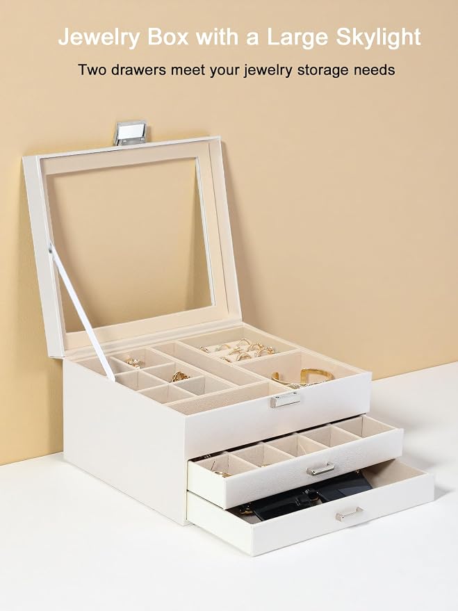 Clear Lid Jewelry Box, 3 Layers Jewelry Organizer Large Multi-Functional - Image 4