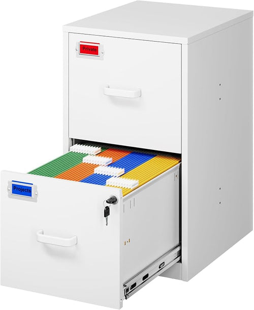 2 Drawer File Cabinet with Lock, 25.4" High Vertical Filing Cabinet, 17.7" Deep by PEUKC
