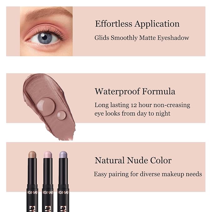 Matte Eyeshadow Stick Blendable Cream Eyeshadow Waterproof Long Lasting High - Image 5