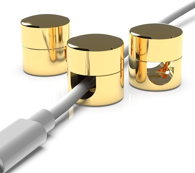 Cable Anchors for Desk Organization Gold | Premium Aluminum Cord Organizers | by ICONIT