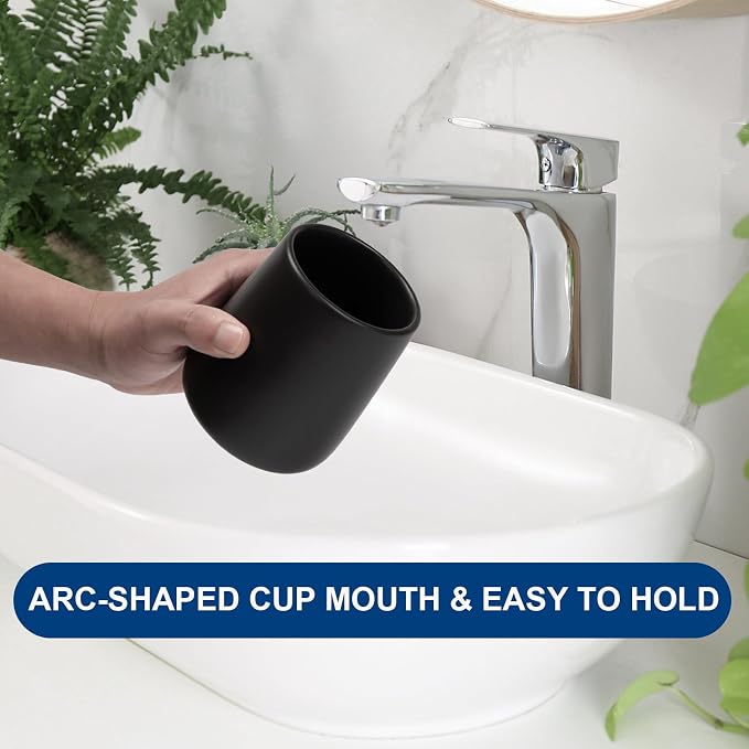 Bathroom Tumbler Cup Ceramic 2Pcs 13.5oz Reusable Toothbrush Cup 400ml - Image 5