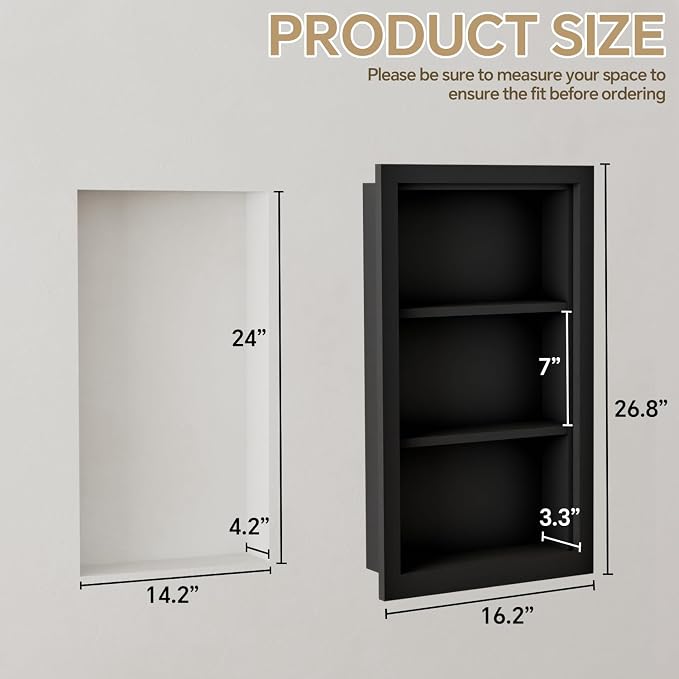 Solid Wood 14 X 24 Recessed Medicine Cabinet, Medicine Cabinet Organizer - Image 2