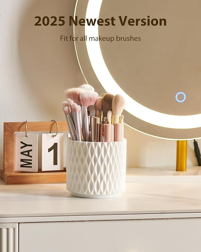 Rotating Makeup Brush Holder, 5 Slot Cosmetics Make up Brush Organizer Storage - Image 2