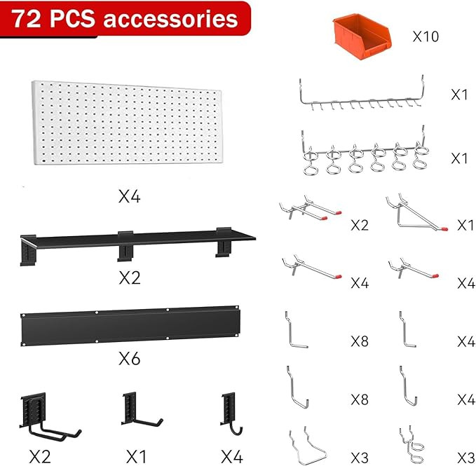 Ultrawall Pegboard Wall Organizer, 48 X 36 inch Garage Storage Pegboard - Image 2