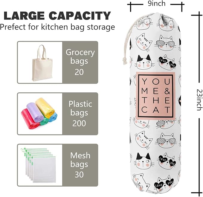Funny You Me & The Cat, Grocery Bags Holder Organizer - Image 3