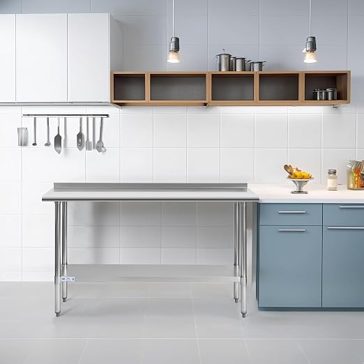 Hally Stainless Steel Table for Prep & Work 14 x 72 Inches, NSF Commercial - Image 2